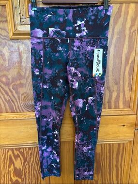 Smartwool Kids Purple and Black Marble-Print Leggings